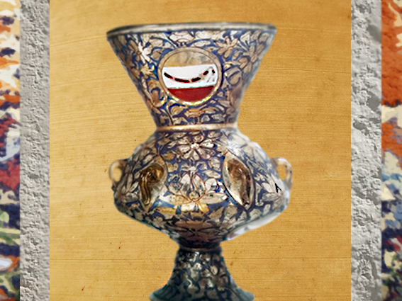 D'après une lampe de mosquée, verre soufflé à décor émaillé, XIVe siècle, Égypte ou Syrie,  art Musulman. (Marsailly/Blogostelle)