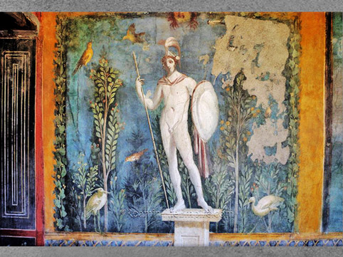 D'après le dieu Mars, fresque, Casa della Venere in Conchiglia, Pompéi, Ier siècle avjc, Rome Antique. (Marsailly/Blogostelle)