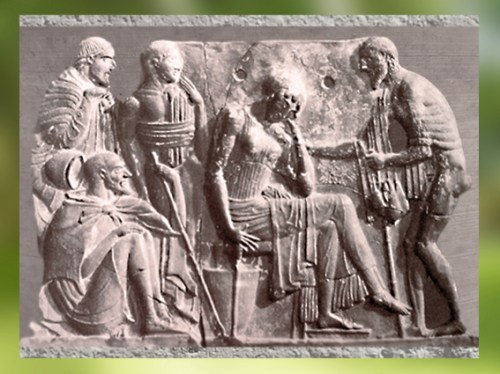 D'après un relief de Milo, la fidèle Pénélope... terre cuite moulée, vers 470- 430 avjc, Art Grec. (Marsailly/Blogostelle.)