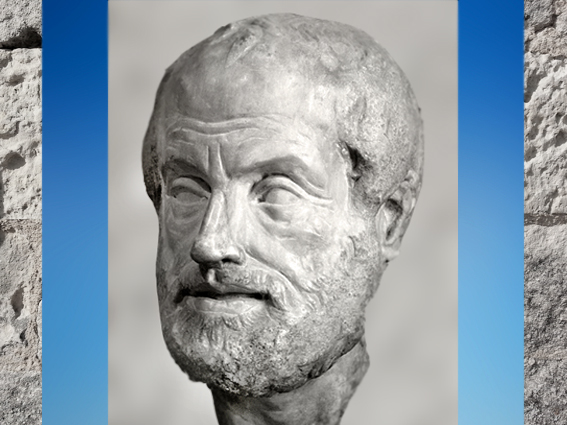 D’après un portrait d'Aristote, copie romaine du Ier ou IIe siècle apjc, d'un bronze de Lysippe. (Marsailly/Blogostelle)