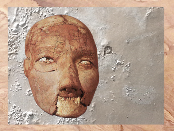 D'après un crâne enduit et modelé, VIIe millénaire avjc Jéricho, Palestine, Levant Néolithique. (Marsailly/Blogostelle)