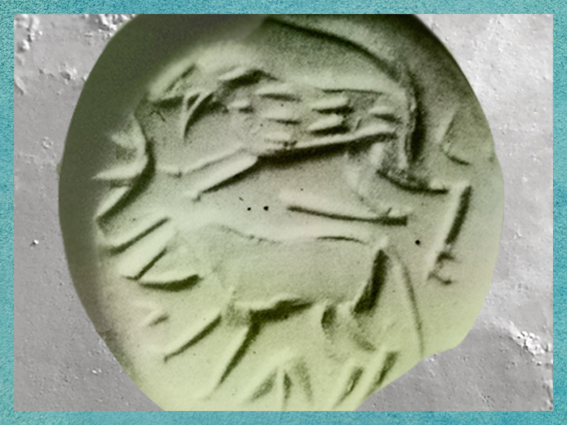 D'après un sceau du Luristan, glyptique, vers 3800 avjc, butin de Suse, Iran, néolithique, Orient ancien. (Marsailly/Blogostelle)