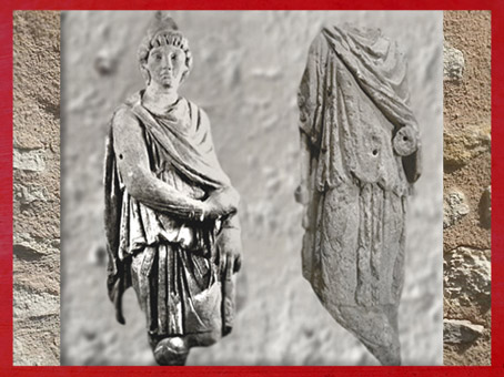 D'après les porteurs de torches, Cautopatès et Cautès, culte de Mithra, mithraeum de Bordeaux, IIe-IIIe siècle, France, Gaule Romaine. (Marsailly/Blogostelle)