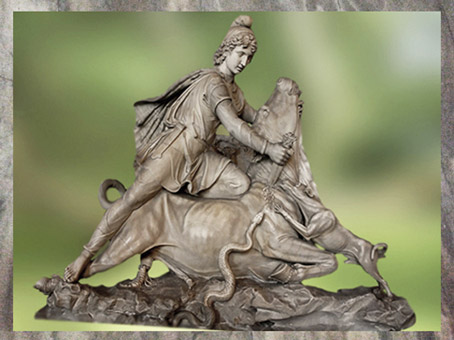 D'après Mithra qui immole le Taureau, marbre blanc, restauré par Pacetti et Franzoni au XVIIIe siècle, Vatican, (Marsailly/Blogostelle)