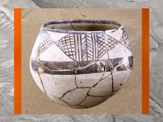 D'après une poterie de l'époque d'Obeid, vers 4700 - 4200 avjc, Irak actuel, Mésopotamie néolithique. (Marsailly/Blogostelle)