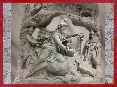 D'après le dieu Mithra immolant le Taureau, IIe siècle (collection Borghèse, Louvre), Rome Antique. (Marsailly/Blogostelle)