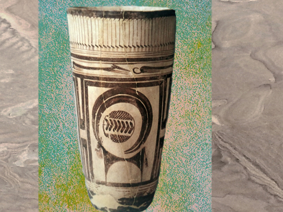 D'après un boisseau, céramique peinte, animaux stylisés, vers 4000 ans avjc, Suse, Iran actuel, néolithique, Orient ancien. (Marsailly/Blogostelle)