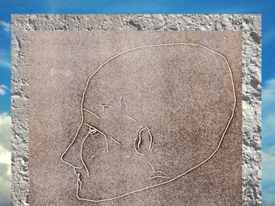 D'après le dessin d'un crâne surmodelé, Jéricho, époque néolithique, Levant Néolithique. (Marsailly/Blogostelle)