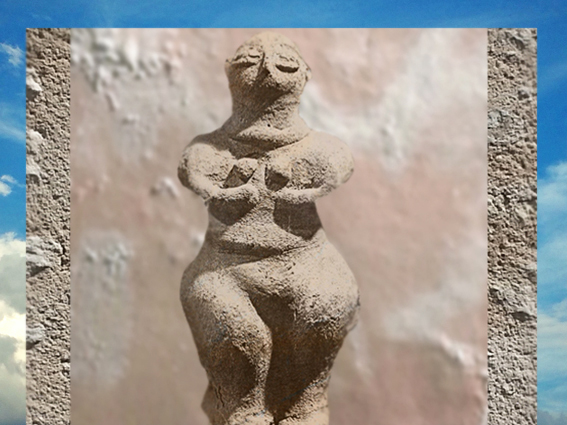 D'après une Déesse-Mère, terre cuite, VIe millénaire avjc, Çatal Hüyük, Anatolie, Levant néolithique. (Marsailly/Blogostelle)