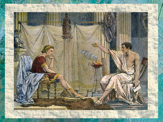 D'après Aristote le professeur et son élève Alexandre, par l'illustrateur Charles Laplante, 1866, France. (Marsailly/Blogostelle)