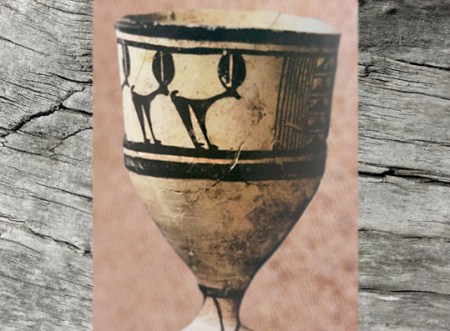 D'après une céramique peinte Tepe Sialk, vers 3500 ans avjc, Suse, Iran actuel, période néolithique, Orient ancien. (Marsailly/Blogostelle)