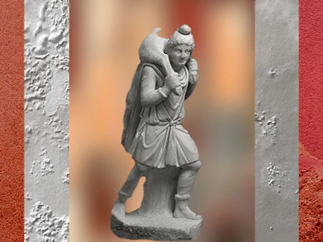 D'après Mithra portant le Taureau, statue, marbre, mithraeum de Sidon, IVe siècle, Phénicie, Liban, époque Romaine. (Marsailly/Blogostelle)