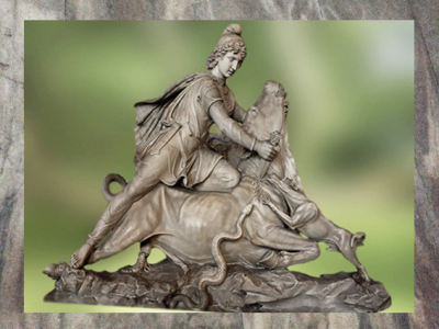 D'après un groupe sculpté, Mithra immole le Taureau, Vatican, Italie. (Marsailly/Blogostelle)