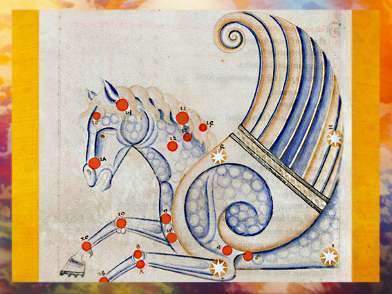 D'après Pégasus, traité d'astronomie dit Sufi Latinus, Abd al-Rahmān al-Ṣūfī, manuscrit 1250-1275, Bologne, XIIIe siècle. (Marsailly/Blogostelle)