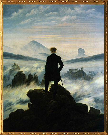 D'après Le Voyageur Contemplant une Mer de Nuages, Caspar David Friedrich, 1817-1818, XIXe siècle.(Marsailly/Blogostelle)