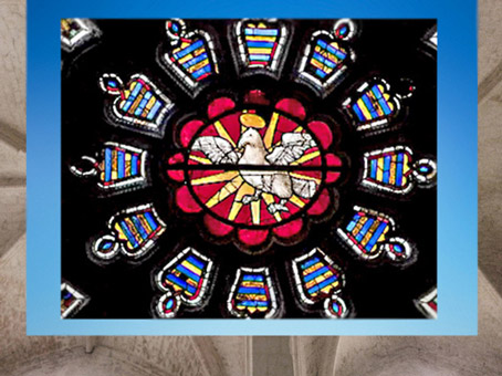 D'après La Colombe, vitrail, cathédrale de Bourges, France, fin XIIe-XIIIe siècle, Gothique, art Médiéval. (Marsailly/Blogostelle)