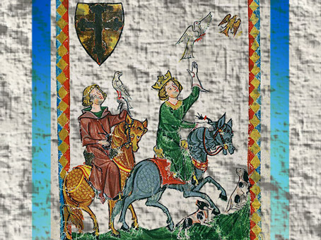 D'après le Sens de la Chasse, au Faucon, codex Manesse, 1310-1340, Allemagne, art médiéval. (Marsailly/Blogostelle)