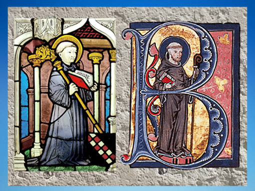 D'après Bernard de Clairvaux, vitrail, vers 1450 ; détail d'un manuscrit de La Légende Dorée,1267-1276, art médiéval. (Marsailly/Blogostelle)