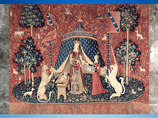 D'après A Mon Seul Désir, tapisserie La Dame à la Licorne, vers 1500, Gothique, France médiévale. (Marsailly/Blogostelle)