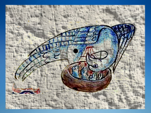 D'après le Sens du Symbole, le Pélican nourrit ses enfants avec sa propre chair, comme le Christ, avec le Pain et le Vin, art médiéval. Marsailly/Blogostelle)