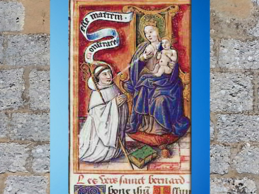 D'après Saint Bernard de Clairvaux, recevant le Lait de la Vierge, scène légendaire, XIIe siècle, art médiéval. (Marsailly/Blogostelle)