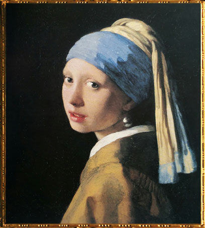 D'après La Jeune Fille à la Perle, Johannes Vermeer, 1665-1666 apjc, IVMeer, Pays-Bas, XVIIe siècle. (Marsailly/Blogostelle)
