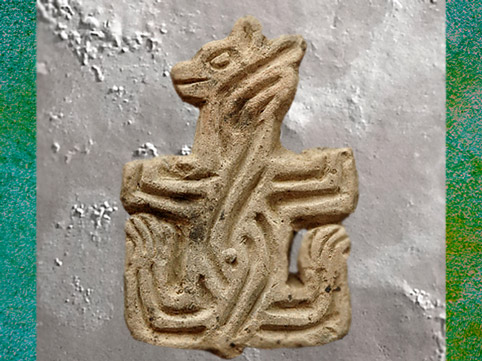 D'après un sceau, motif animalier, terre cuite, Çatal Höyük, 7000-6000 avjc, néolithique, Anatolie (actuelle Turquie), Levant, Orient ancien. (Marsailly/Blogostelle)