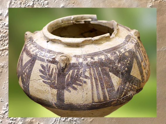 D'après une céramique peinte, période de Djemdet Nasr, Kish, 3150 - 2900 avjc, Khafadje, Mésopotamie. (Marsailly/Blogostelle)