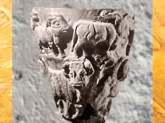 D'après un vase en pierre sculptée, capridés et bovidés, fin IVe millénaire avjc Mésopotamie. (Marsailly/Blogostelle)