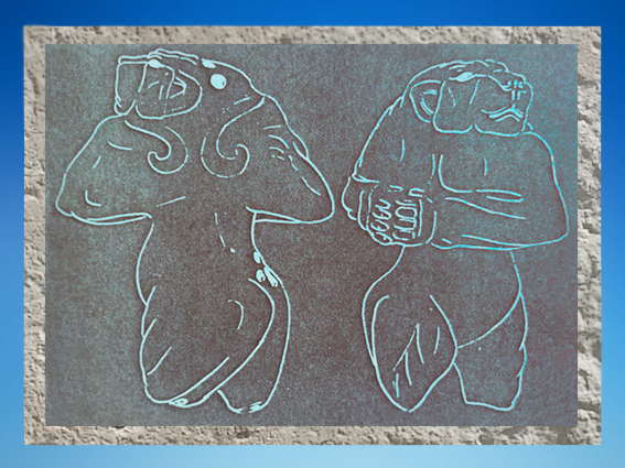 D'après une empreinte de sceau, Lionnes, vers 3000-2900 avjc, pays d’Élam, Iran actuel, Orient ancien. (Marsailly/Blogostelle)