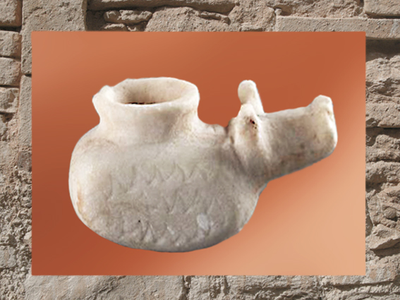 D'après un vase-animal, porcin, albâtre, vers 3300 avjc, Elam, époque d'Uruk, Iran actuel, Orient ancien. (Marsailly/Blogostelle)