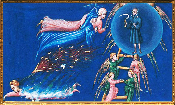 D'après Dante et Béatrice, la sphère de Saturne, Divine Comédie, Giovanni di Paolo, 1450 apjc, Toscane, Renaissance italienne. (Marsailly/Blogostelle)