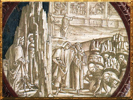 D'après Dante et Virgile, détail, Purgatoire, Luca Signorelli, fresque, San Brizio, Orvieto 1499-1502 apjc. (Marsailly/Blogostelle)