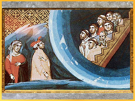 D'après L'échelle d'Or du Paradis, Divine Comédie, vers 1330, Bologne, XIVe siècle, époque médiévale. (Marsailly/Blogostelle)