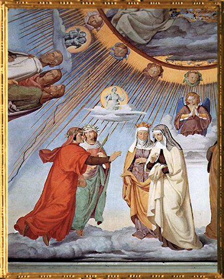 D’après Dante et Béatrice, détail, l’Empyrée, Philipp Veit, 1817-1827 apjc, fresque villa Massimo, Rome. (Marsailly/Blogostelle)