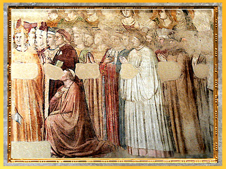 D'après la fresque du Paradis, de Giotto Di Bondonne, 1335, Divine Comédie, chapelle du Bargello, Florence, XIVe siècle, fin époque Médiévale. (Marsailly/Blogostelle)