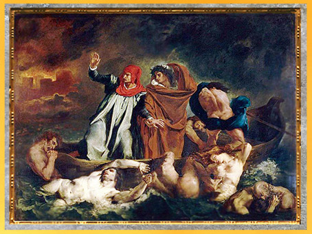 D'après Dante et Virgile aux Enfers, dit La Barque de Dante, Eugène Delacroix, 1822, huile sur toile, France, XIXe siècle. (Marsailly/Blogostelle)