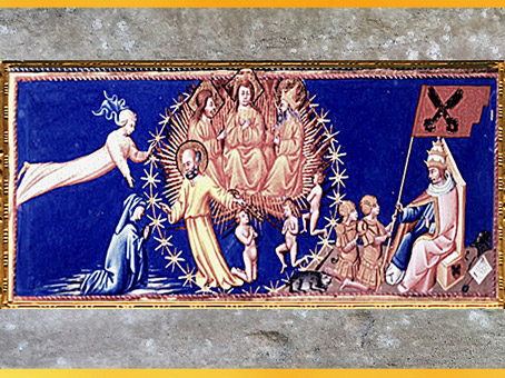 D'après Dante, Béatrice, et des saints personnages, Paradis, Divine Comédie, de Giovanni di Paolo, 1450, Toscane, XVe siècle, Renaissance. (Marsailly/Blogostelle)