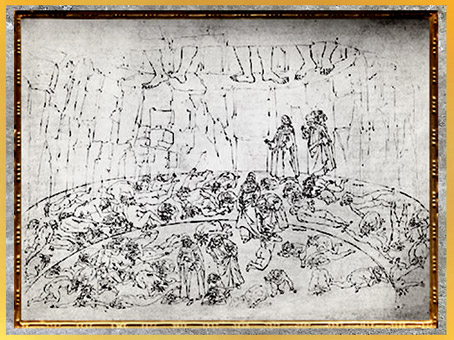 D'après l'Enfer, les Traîtres au fond du puits gelé, Sandro Botticelli, 1480-1495, Divine Comédie, XVe siècle, Renaissance. (Marsailly/Blogostelle)