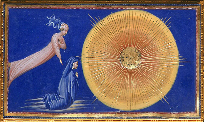 D'après Dante et Béatrice, la Vision de l'Empyrée, La Divine Comédie, Giovanni di Paolo, 1450 apjc, Toscane, Renaissance italienne. (Marsailly/Blogostelle)