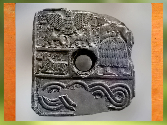 D'après le relief votif de Dudu, prêtre de Ningirsu, époque du roi Enmetena (ou Entemena) de Lagash, vers 2400 avjc, dynasties archaïques sumériennes, Mésopotamie.(Marsailly/Blogostelle)