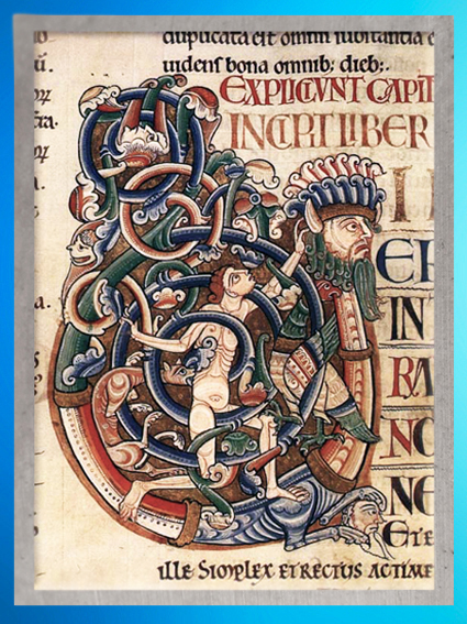 D’après une image de Job, enluminure, Bible de Santa Cruz Coimbra, Porto, XIIe siècle apjc, période médiévale. (Marsailly/Blogostelle)