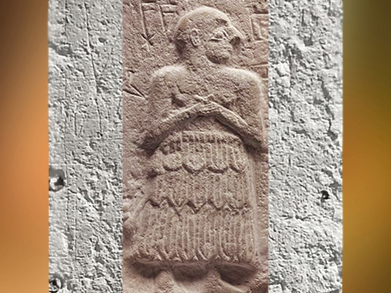 D'après Ur-Nanshe, prince de Lagash, qui porte le Kaunakès, détail, vers 2550-2500 avjc, dynasties archaïques sumériennes, Mésopotamie. (Marsailly/Blogostelle)