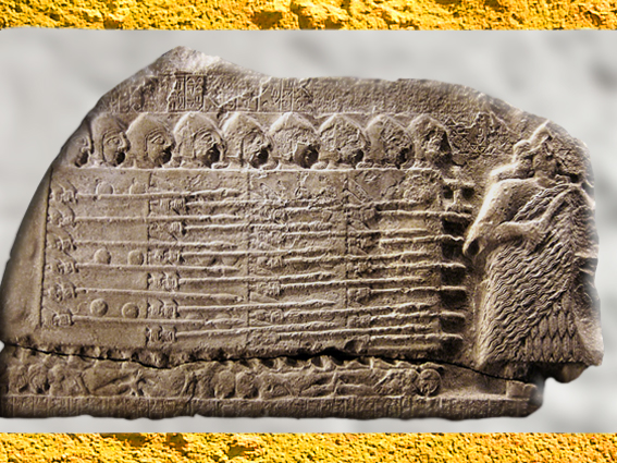 D'après la stèle de victoire du roi Eannatum de Lagash, dite Stèle des Vautours, vers 2450 avjc, dynasties archaïques sumériennes, Girsu-Tello, Irak actuel, Mésopotamie. (Marsailly/Blogostelle)