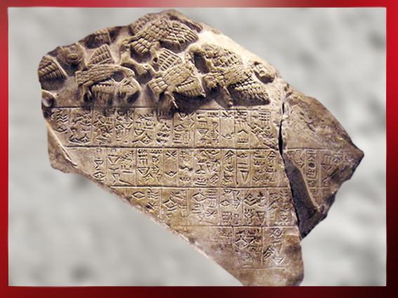 D'après les Vautours et ennemis, stèle du roi Eannatum dite des Vautours, vers 2450 avjc, dynasties archaïques sumériennes, antique Girsu, Tello, Irak actuel, Mésopotamie. (Marsailly/Blogostelle)