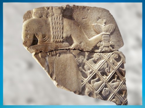 D'après le dieu Ningirsu, stèle du roi Eannatum, vers 2450 avjc, dynasties archaïques sumériennes, antique Girsu-Tello, Irak actuel, Mésopotamie. (Marsailly/Blogostelle)