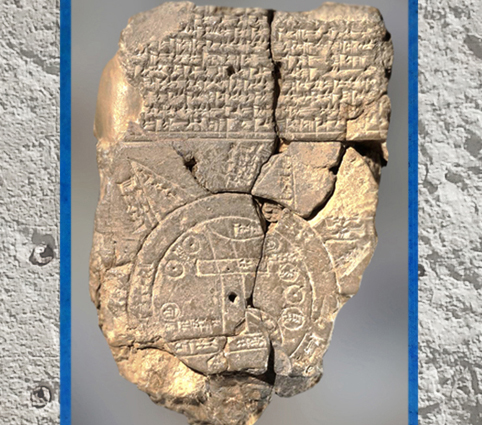 D'après une carte du Monde babylonienne, argile, VII siècle avjc, Babylone, Irak actuel, Mésopotamie. (Marsailly/Blogostelle)