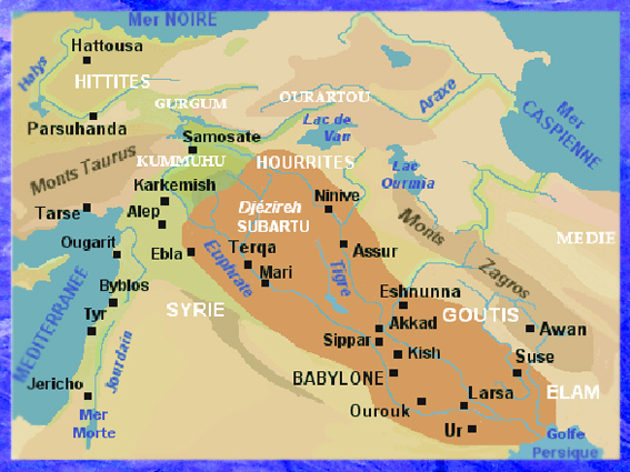 D'après une carte de la Mésopotamie, Babylone. (Marsailly/Blogostelle)