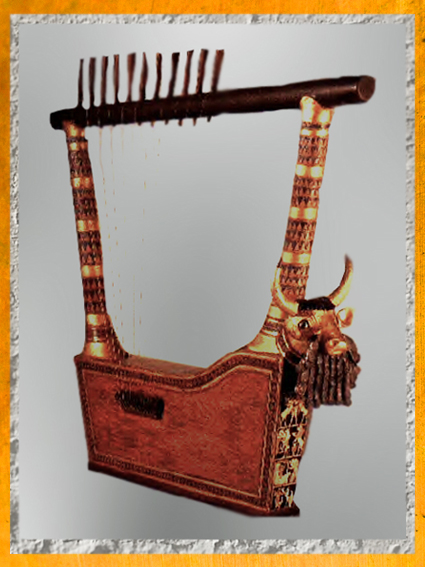 D'après la lyre d'or, reine Puabi, vers 2500 avjc, tombes royales d’Ur, période des dynasties archaïques sumériennes, Ur, Irak actuel, Mésopotamie. (Marsailly/Blogostelle)