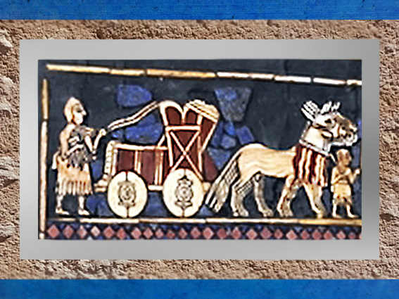 D'après un char de parade, Étendard d’Ur, détail, vers 2500-2300 ans avjc, actuel Irak, Mésopotamie. (Marsailly/Blogostelle)